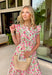 This neutral floral midi dress is such a soft, feminine favorite for summer! The pink floral print with hints of blue and green adds the prettiest pop of color while still feeling easy and wearable for any occasion. The smocked waist creates a flattering, comfortable fit, and the ruffle sleeves add that extra touch of charm. Finished with a v-neckline, side pockets, and a fully lined design, it’s as functional as it is pretty. Perfect for any warm weather special occasion—just add sandals and go. 