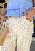 A fresh twist on your favorite relaxed denim! These neutral barrel jeans feature the sweetest dainty blue floral print throughout, giving them a soft, feminine feel while still keeping that laid-back, on-trend silhouette. The barrel leg shape creates a modern, slightly tapered look that feels both comfortable and stylish. An elastic back waistband adds a touch of stretch for an easy fit, while the cotton denim keeps them structured and breathable. They’re the perfect mix of playful and effortless.