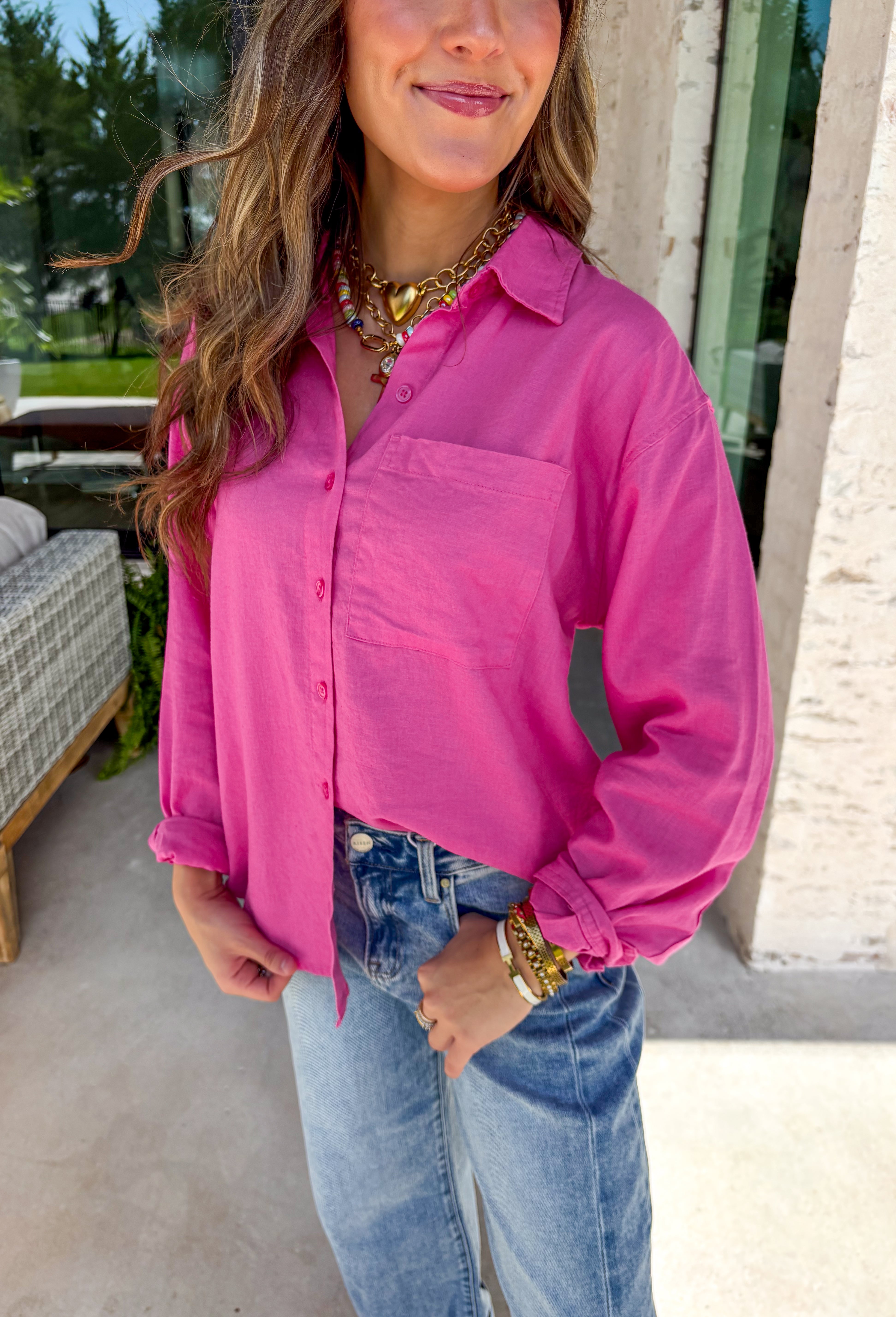 Z SUPPLY Alfie Button Up Top in Island Pink - Groovy's