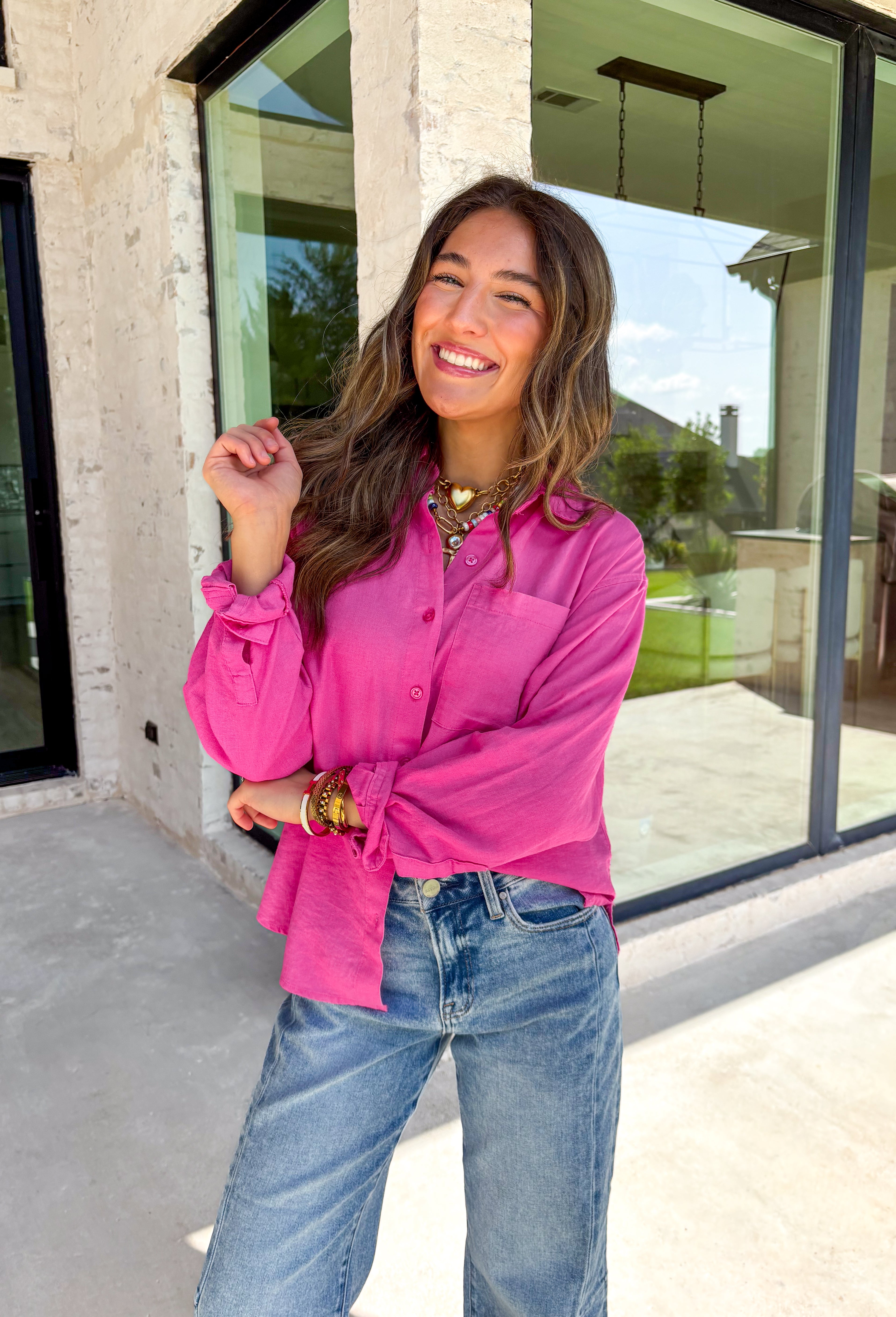 Z SUPPLY Alfie Button Up Top in Island Pink - Groovy's