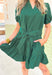 Autumn Charm Dress in Forest, forest green puff sleeve & tiered dress with v-neck, tie belt detail and pockets 