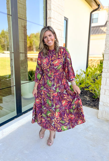 Brighten My Day Floral Midi Dress - Groovy's