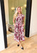 Dreamy Date Floral Dress, maroon, cream, and charcoal sleeveless floral zip up midi dress with v-neckline and pockets