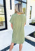 Feelings For You Dress in Army Green, short sleeve textured dress with front pocket