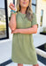 Feelings For You Dress in Army Green, short sleeve textured dress with front pocket