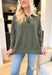 Kayla Corded Pullover in Olive, corded pullover with quarter-zip detail, Olive color  