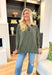 Kayla Corded Pullover in Olive, corded pullover with quarter-zip detail, Olive color  