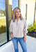 Kelsea Quarter Zip Pullover in Taupe, taupe quarter zip pullover in a scuba material 