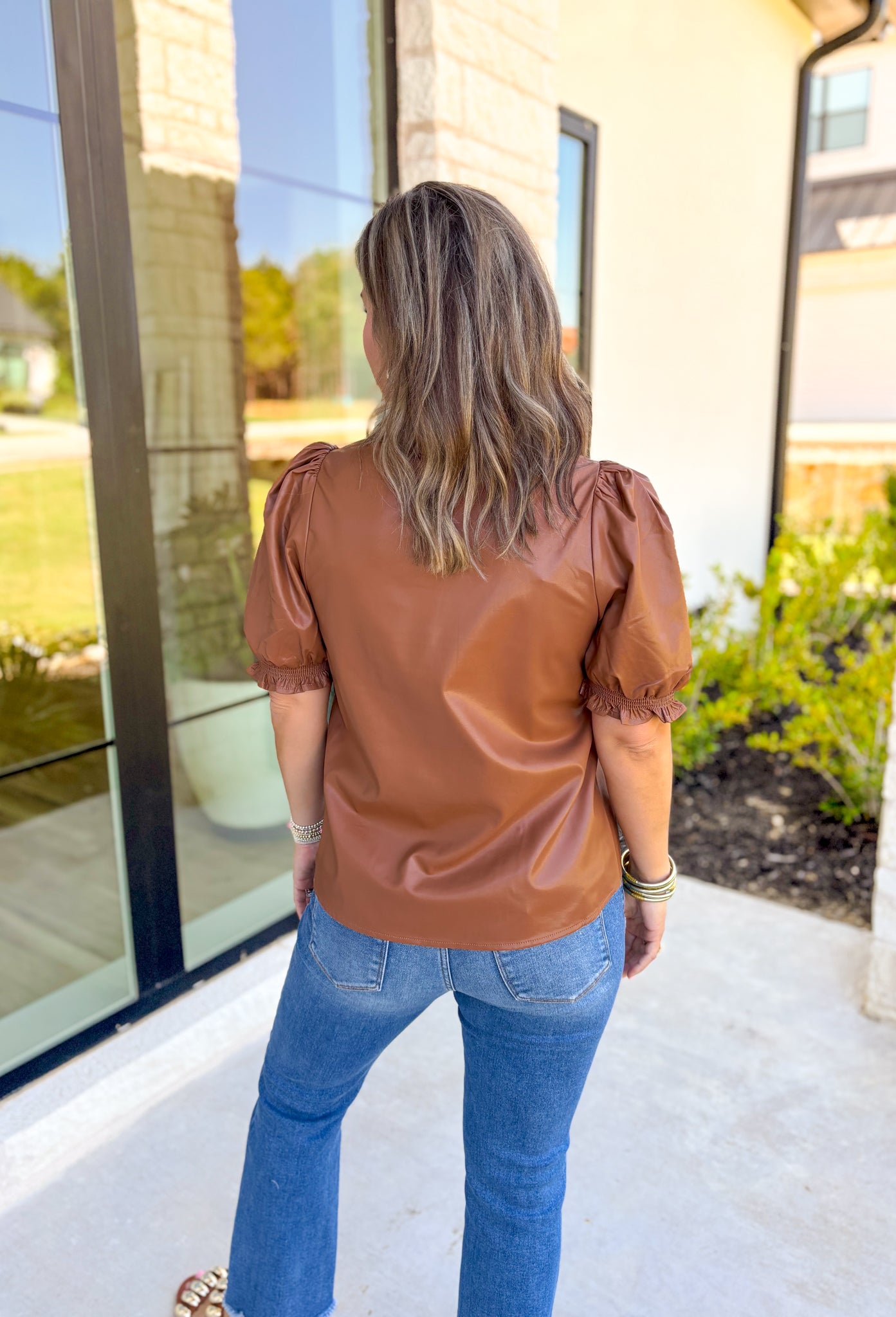 Lainey Faux Leather Top - Groovy's