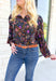 Lush Blooms Floral Blouse, black long sleeve button up blouse with coral, purple, mustard, deep teal, cream, lilac, and rose floral print 