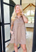 Moment In Time Dress in Mocha, short sleeve quarter length button down dress with collar and one pleat on the front and back of the dress in tan 