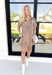 Moment In Time Dress in Mocha, short sleeve quarter length button down dress with collar and one pleat on the front and back of the dress in tan 