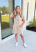 Move On Over Dress in Mocha, quarter zip cap sleeve dress with pockets