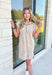 Move On Over Dress in Mocha, quarter zip cap sleeve dress with pockets