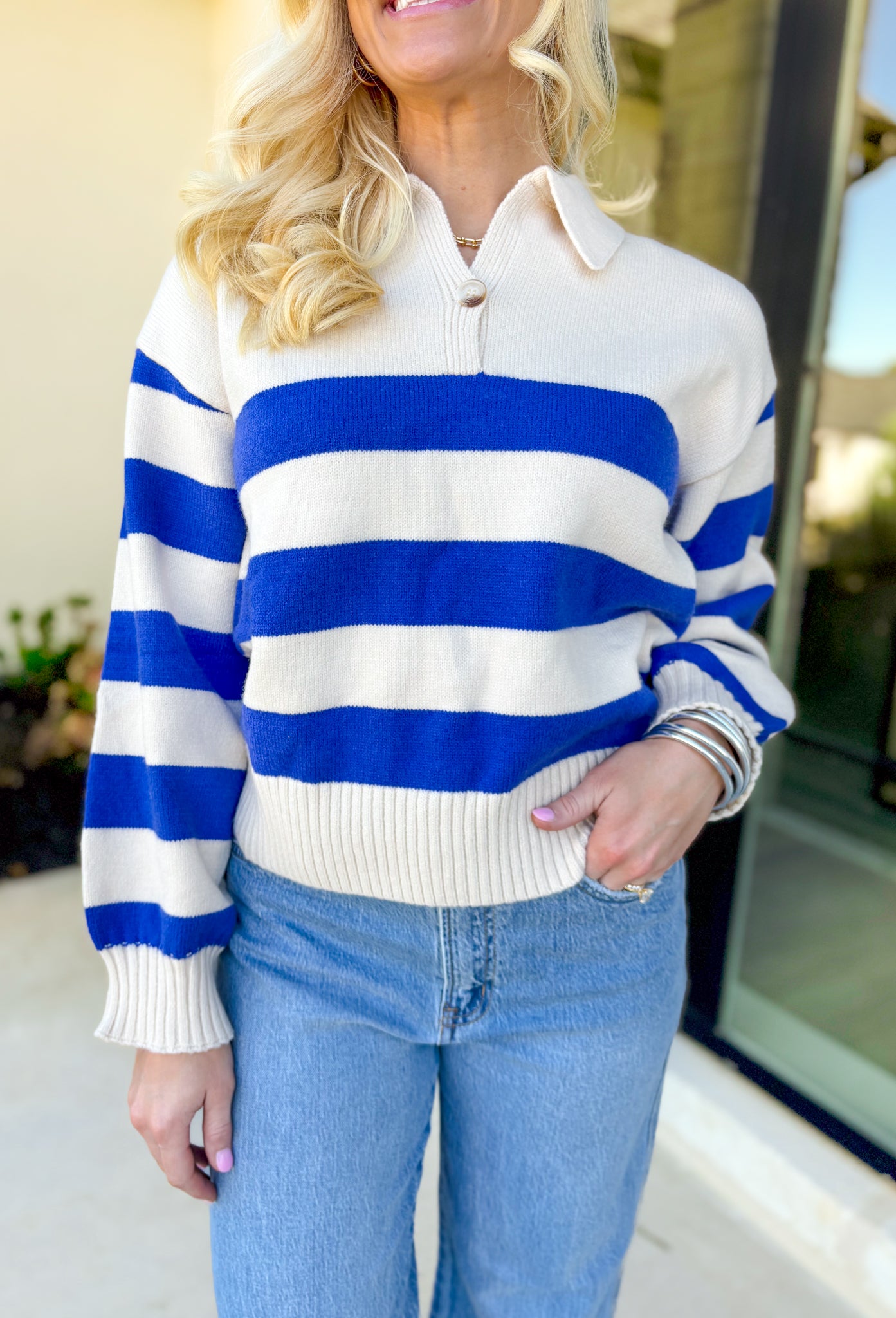 Old Habits Sweater in Cobalt - Groovy's