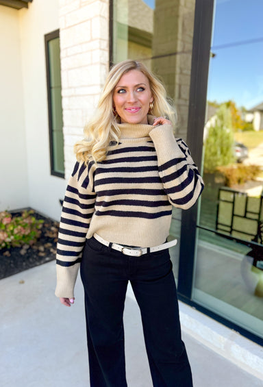 Over It Striped Sweater in Black - Groovy's