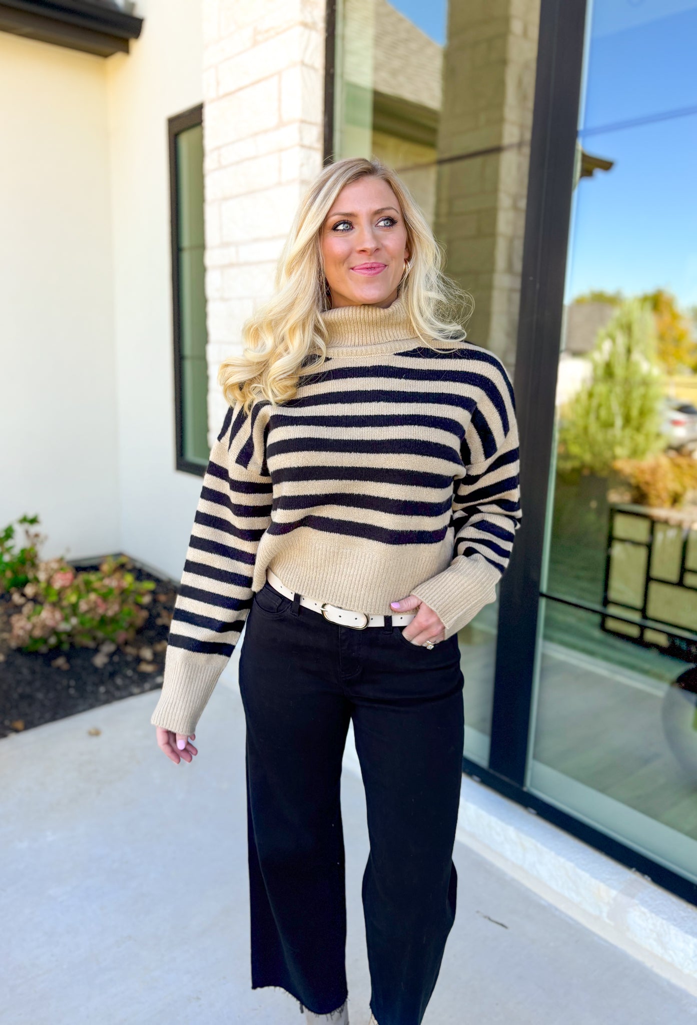 Over It Striped Sweater in Black - Groovy's