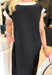 Passing Time Midi Dress, Black and cream short sleeve midi dress with pockets and slits on each side of the dress going up to the knee cap