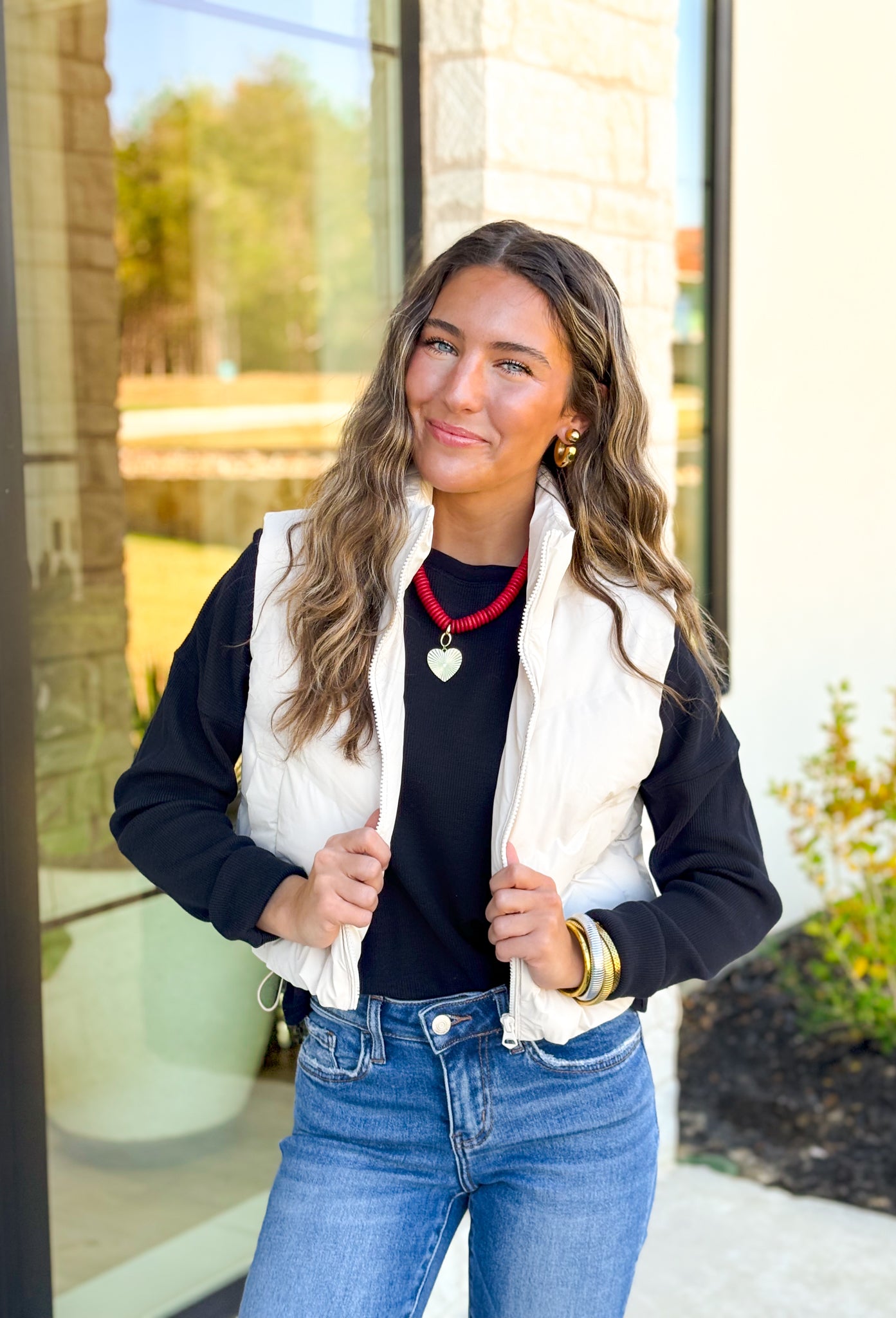 Raven Puffer Vest in Ivory