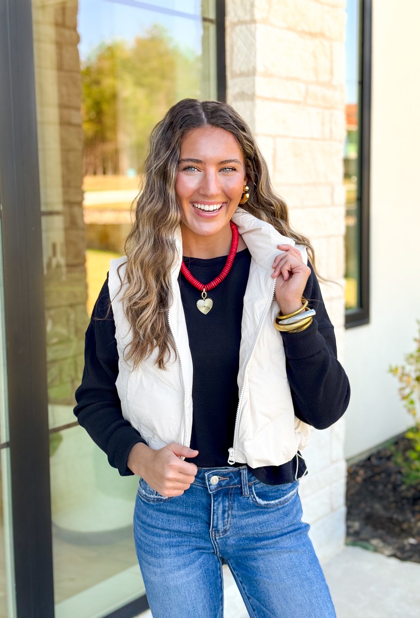 Raven Puffer Vest in Ivory