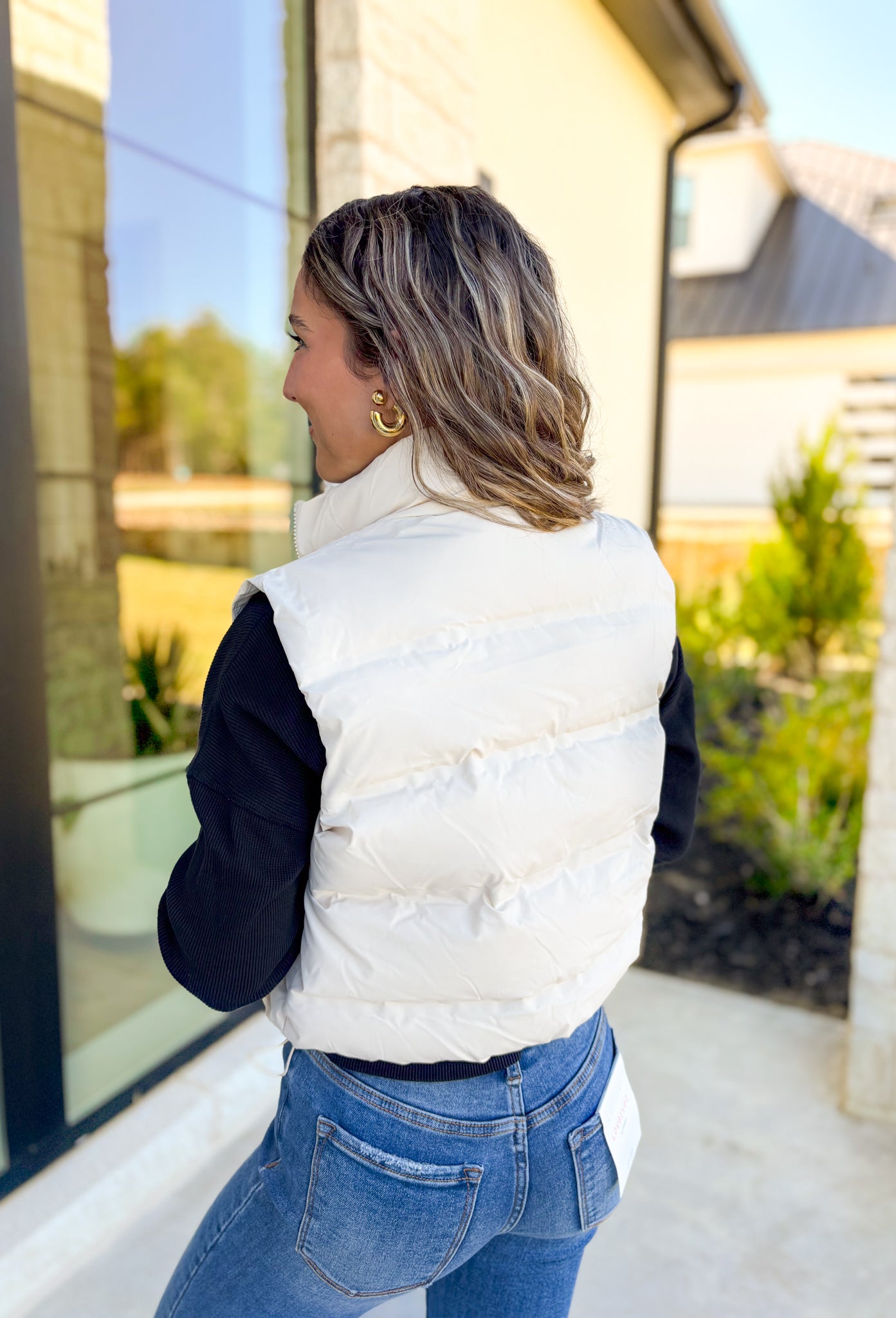 Raven Puffer Vest in Ivory