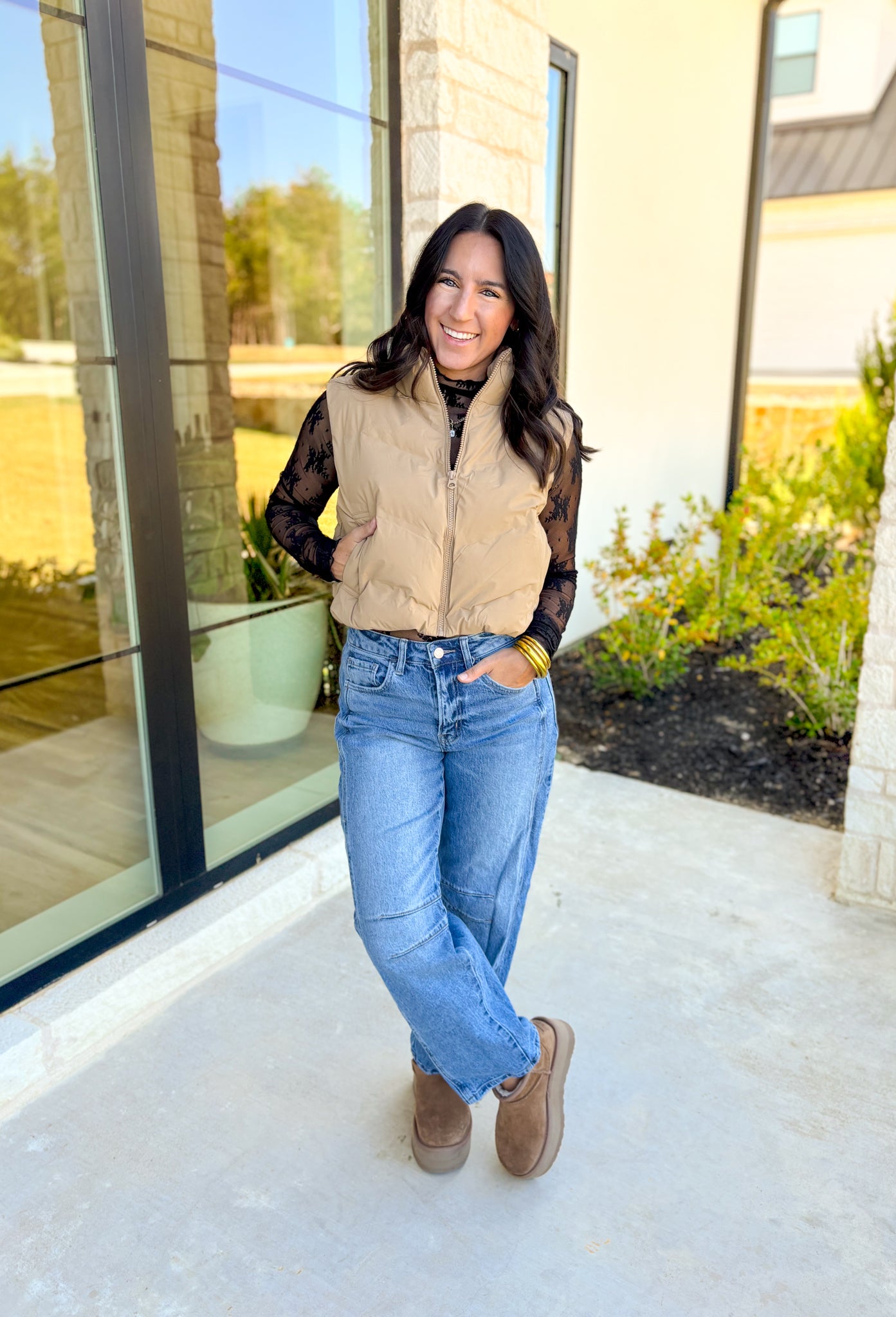 Raven Puffer Vest in Khaki