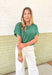 Rylee Top by Dreamers in Hunter Green, short sleeve knit top in a cool tone green  