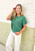 Rylee Top by Dreamers in Hunter Green, short sleeve knit top in a cool tone green  