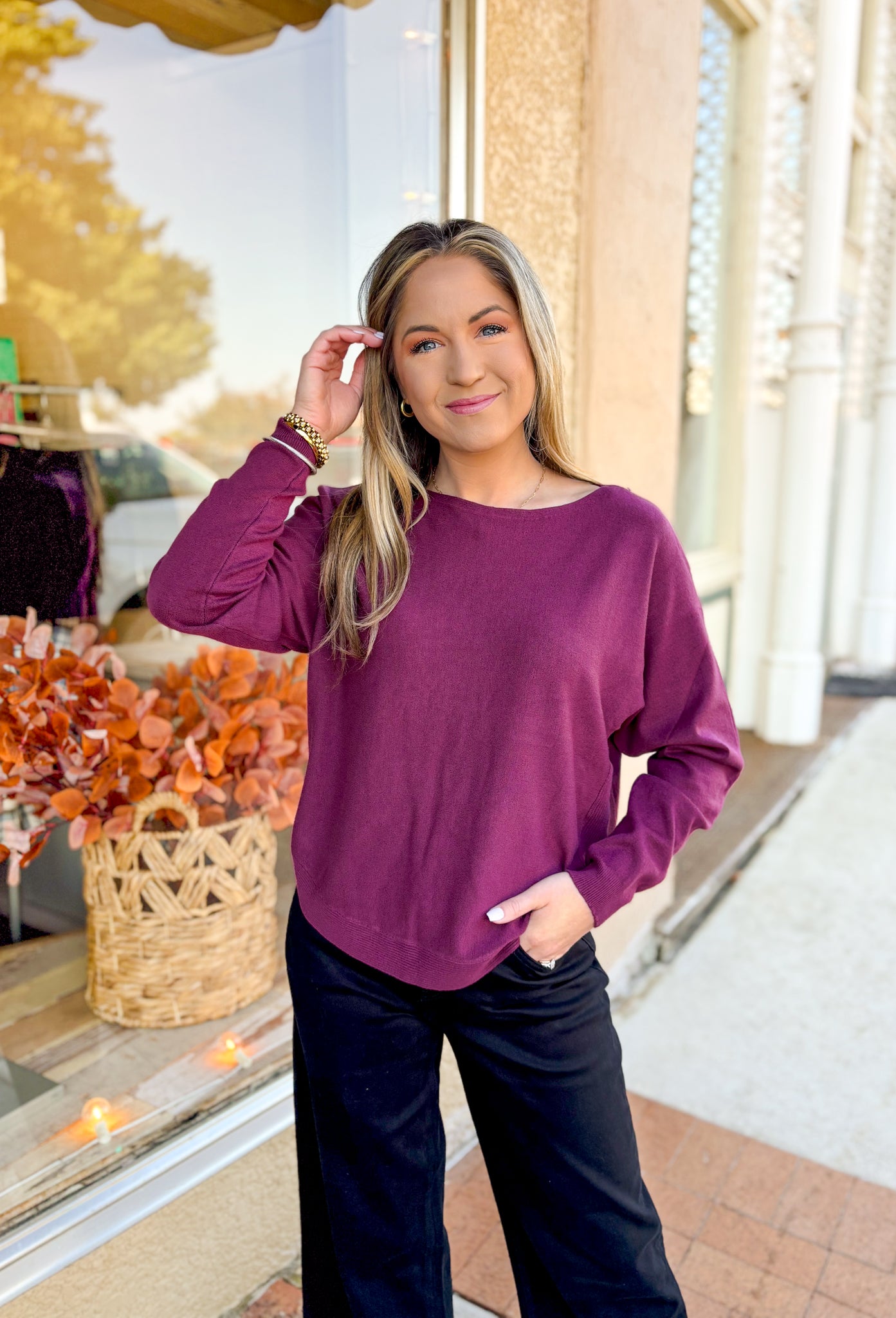 Sara Sweater by Dreamers in Heather Wildberry - Groovy's