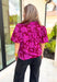 Send My Love Floral Blouse, Short puff sleeve button up floral blouse in a deep red wine and fuchsia 