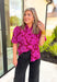 Send My Love Floral Blouse, Short puff sleeve button up floral blouse in a deep red wine and fuchsia 