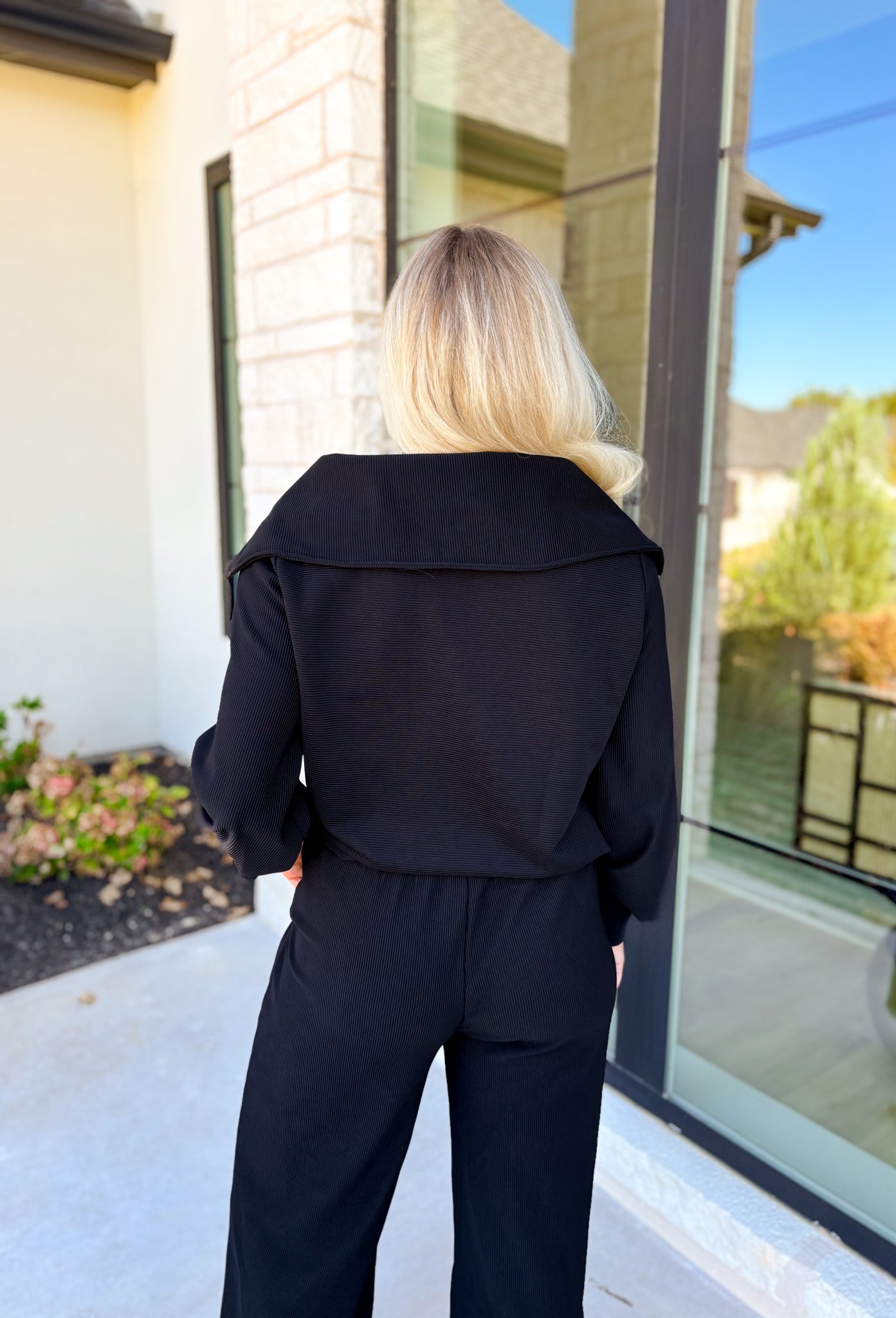 Simply Cozy Quarter Zip Pullover in Black