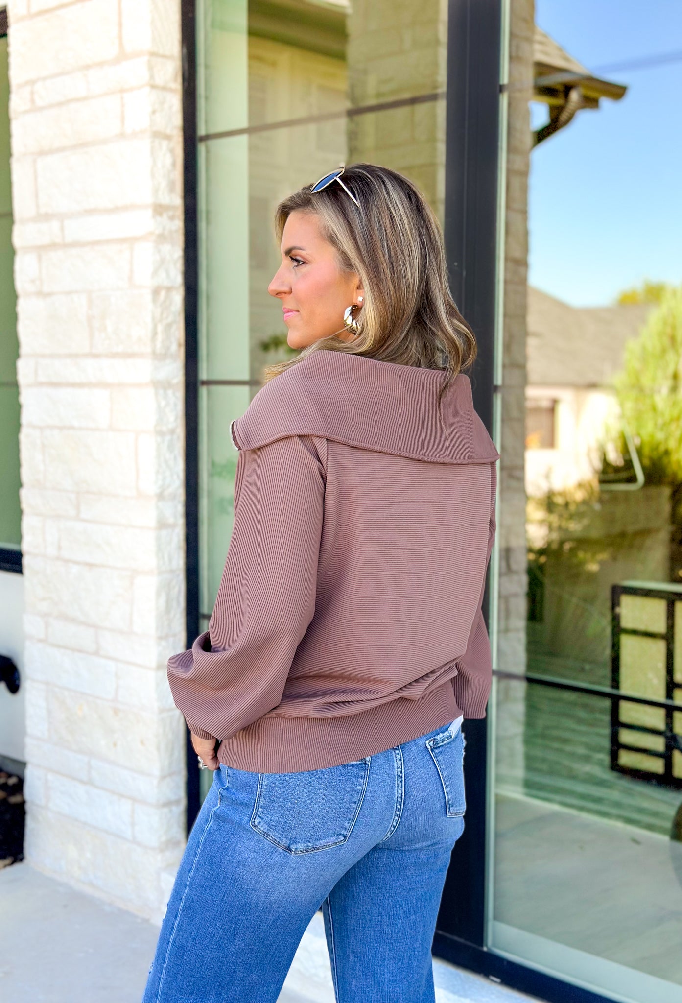 Simply Cozy Quarter Zip Pullover in Mocha