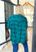 Sweet Memories Button Up Top, deep teal short sleeve button up blouse with textured circle details on the whole blouse 