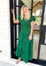 Take It To Heart Midi Dress in Hunter Green, short puff sleeve midi dress with cinching on the waist, v-neck with ruffling on the neck line, and tiering down the dress