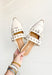 Usual Off White Mules, off white pointed top flat with two buckle details 