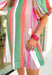 What A Feeling Dress in Multi, puff sleeve striped dress with pockets in the colors burnt orange, mustard, green, cream, taupe, light pink and hot pink 