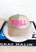 Y'all Trucker Hat, tan trucker hat with neon pink "y'all" in the center 