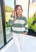 Z SUPPLY Broadbeach Stripe Sweater, large striped knit sweater in olive and off white 