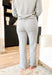 Z SUPPLY Huntington French Terry Pant, heather grey wide leg pant with pockets, cinched waist with white drawstring 