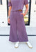 Z SUPPLY Scout Jersey Flare Pant in Cocoa Berry, elastic waist band wide leg pant with pockets in a washed deep purple