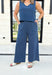 Z SUPPLY Scout Jersey Flare Pant in Midnight, elastic waist band wide leg pant with pockets in a washed navy