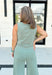 Z SUPPLY Sloane V-Neck Tank in Palm Green, v-neck cropped tank top in a washed sage green