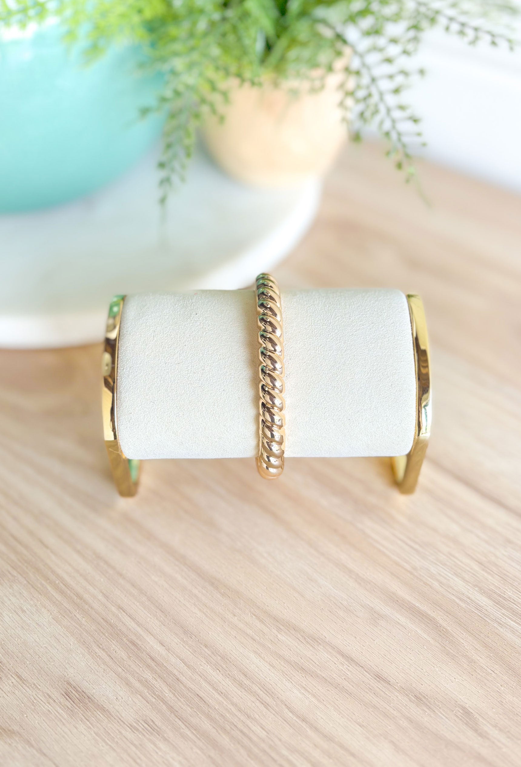 Nice To Know Bracelet in Gold, gold twisted clasp bracelet