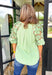 Chasing Love Top in Sage, washed sage colored top with rounded v-neck and floral lace sleeves