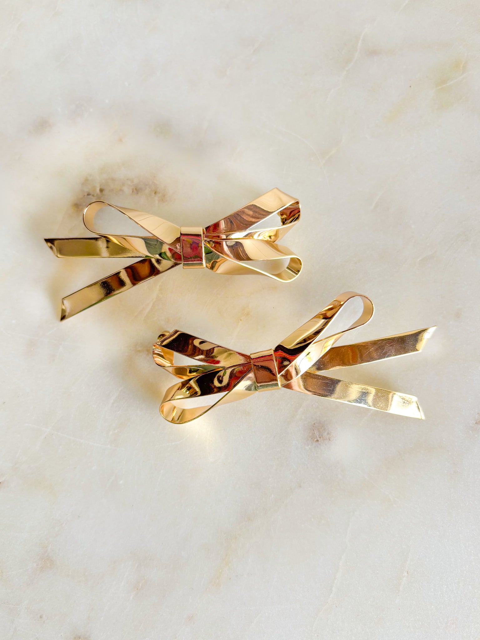 For The Best Earrings, chunky gold bow post back earrings