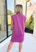 Move On Over Dress in Plum, quarter zip cap sleeve dress with pockets