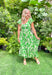 Wait A Minute Floral Midi Dress, amazon green floral tiered midi dress with flutter sleeves, soft v-neck, and cinching at the waist 