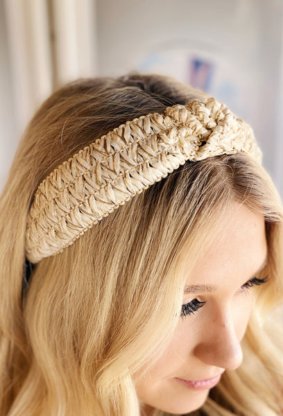 Fun in the Sun Headband in Beige, Groovy's, Woven Headband