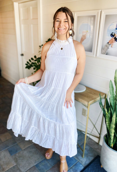 WHITE COTTON VOILE TIERED MAXI DRESS – Toot Toot's Boutique